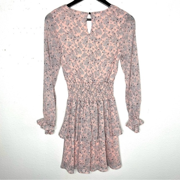 LULUS Room To Bloom Light Pink Floral Print Long Sleeve Mini Dress Size XS - Picture 7 of 12